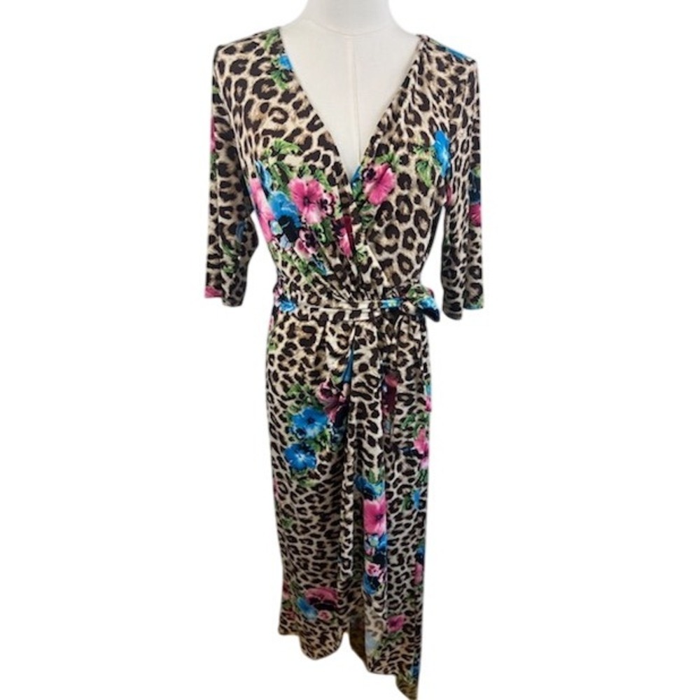 Thalia Sodi Maxi Dress Women's Size Medium Floral Leopard Print